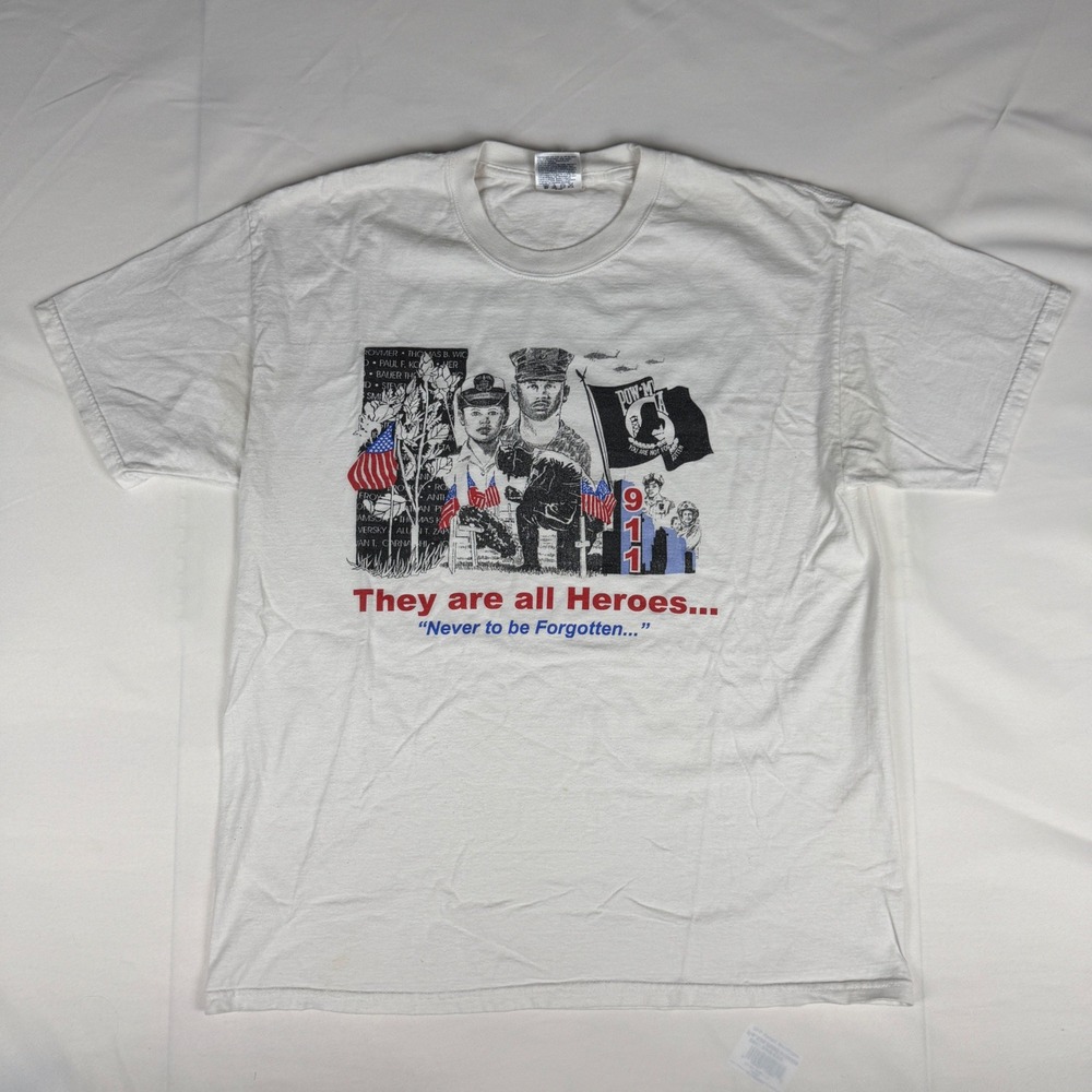 Port and Company American Veterans Traveling Tribute 9/11 Heroes White T-Shirt L